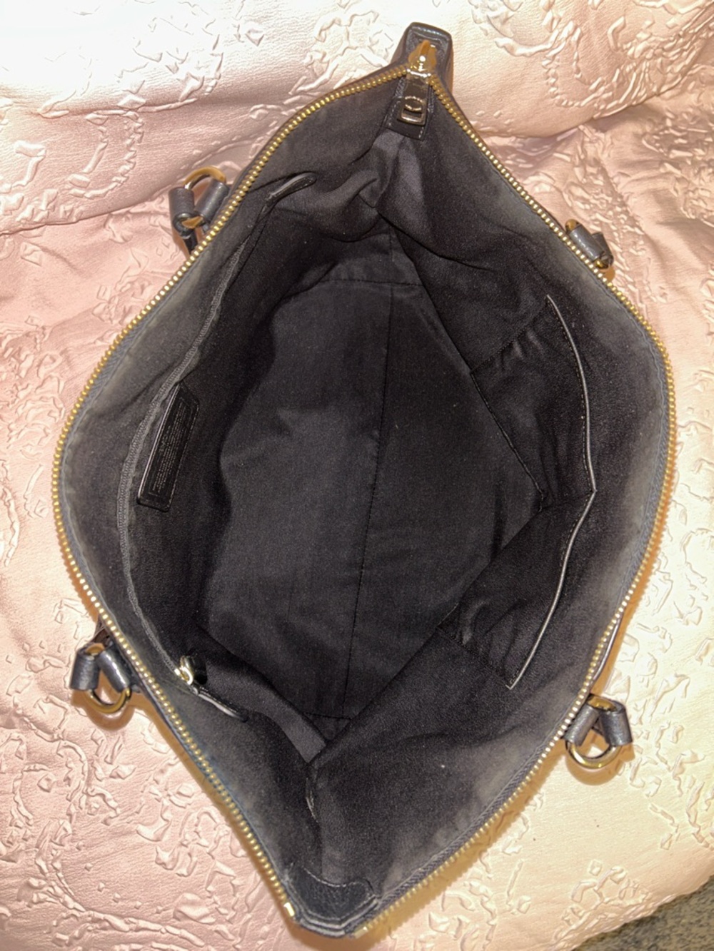 Coach Black Leather Tote with Gold Hardware - Picture 6 of 12